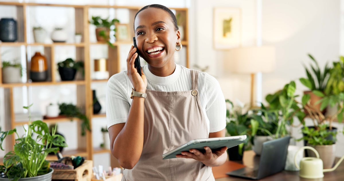 Self employed small business owner working at desk